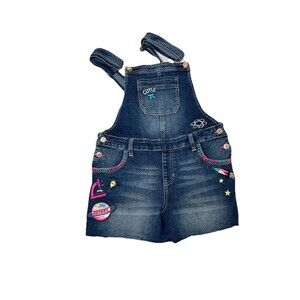 Jordache Girls Fringe Hem Shortalls With Science Themed Patches Size XXL‎ 18